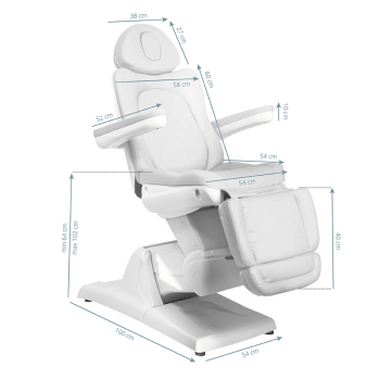 Fotel kosmetyczny elektr. Azzurro 870 3 siln. biały